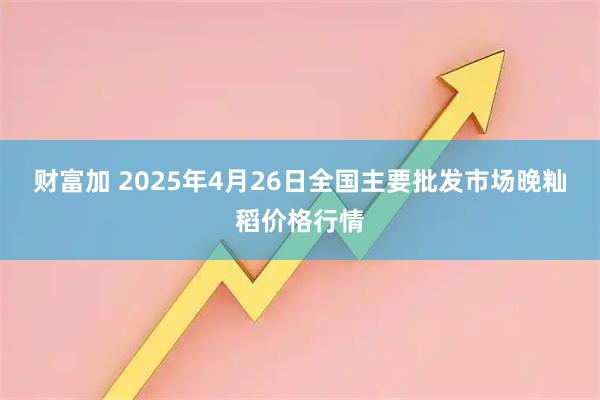 财富加 2025年4月26日全国主要批发市场晚籼稻价格行情